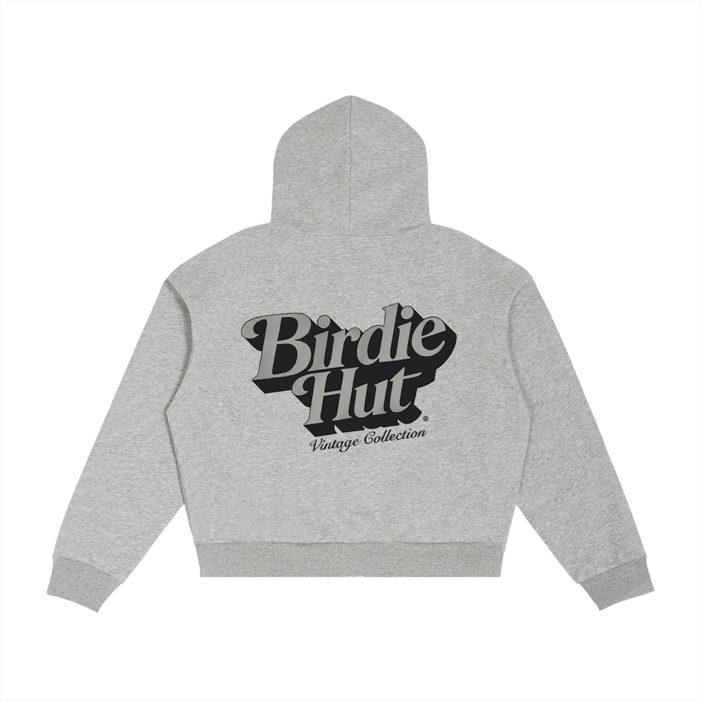 Plaid Zip-Up Hoodie Grey
