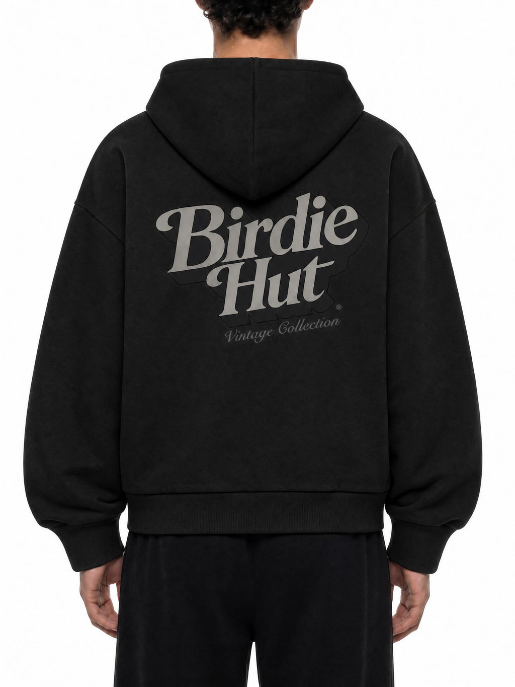 Plaid Zip-Up Hoodie Black