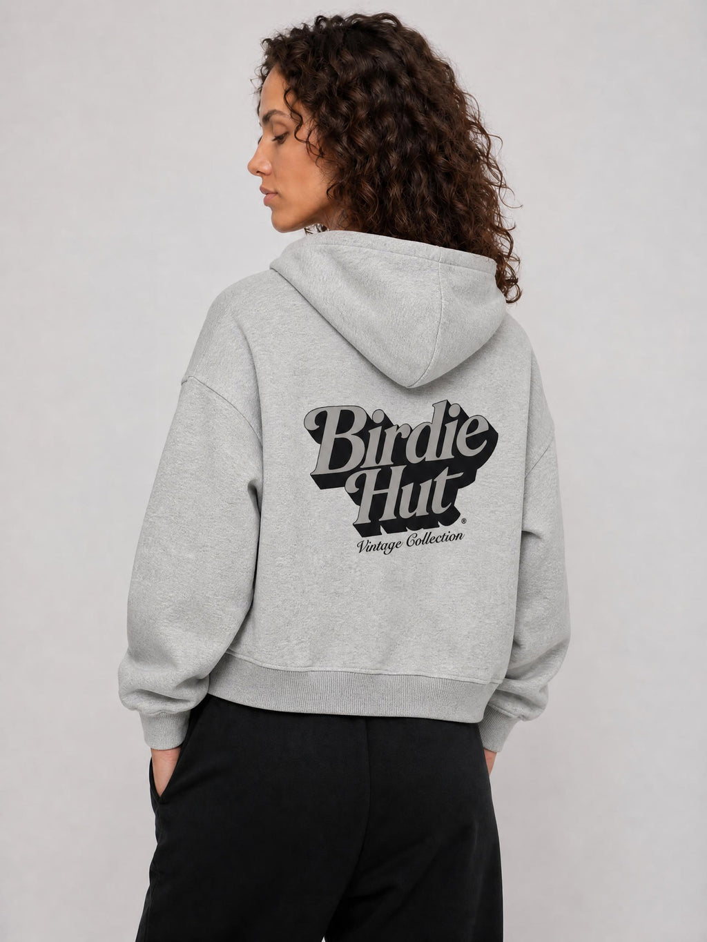 Plaid Zip-Up Hoodie Grey