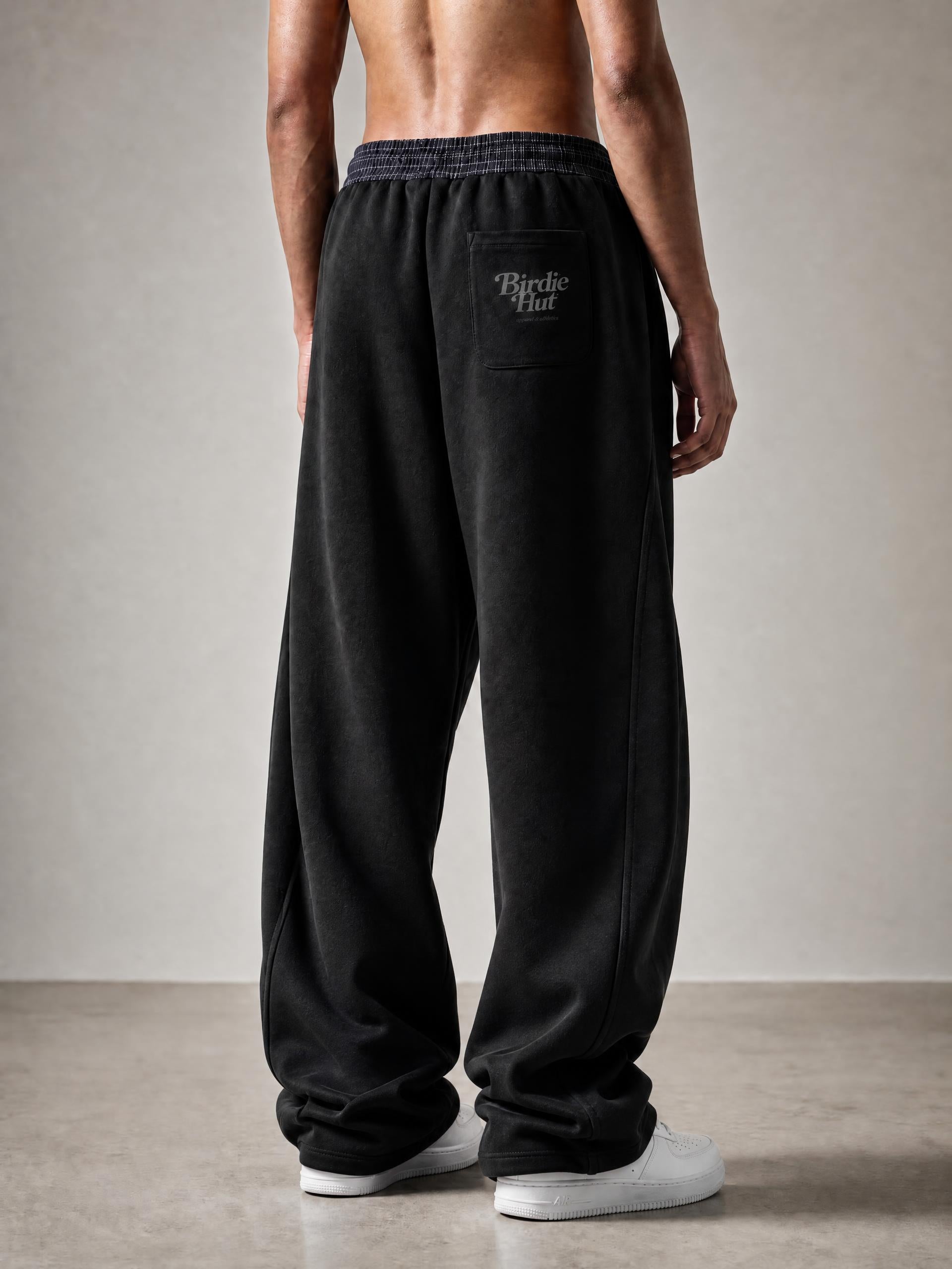 Plaid joggers black
